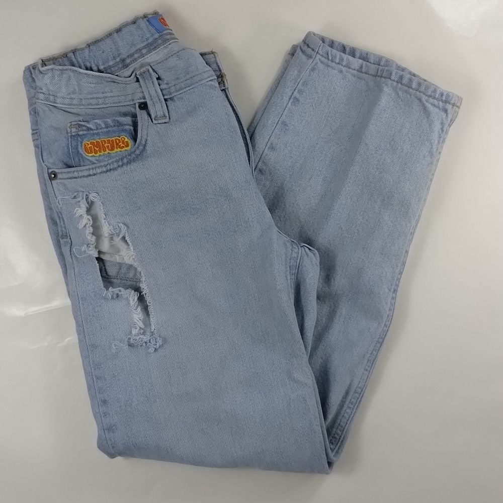 Empyre Elastic Waist Destroyed Light Washed Denim Jeans